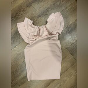 Pinkblush Strapless Ruffle Maternity Sheath Dress in Blush Pink